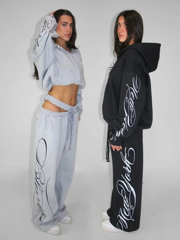 Худі Y2K та спортивні штани широких штанів для жінок