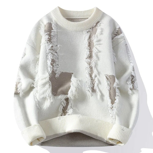Distressed Contrast Knit Sweater Y2K