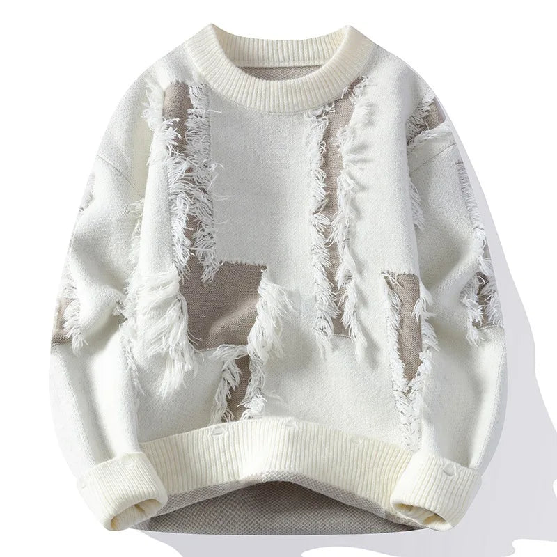 Distressed Contrast Knit Sweater Y2K