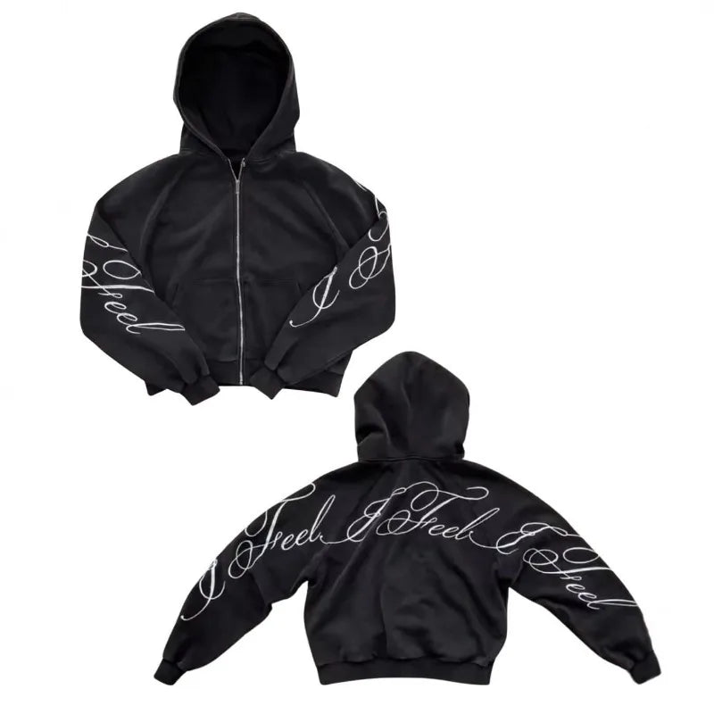 Y2K Gothic Zip-Up Hoodie