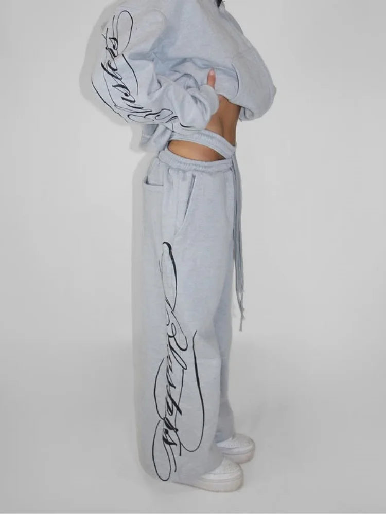 Худі Y2K та спортивні штани широких штанів для жінок