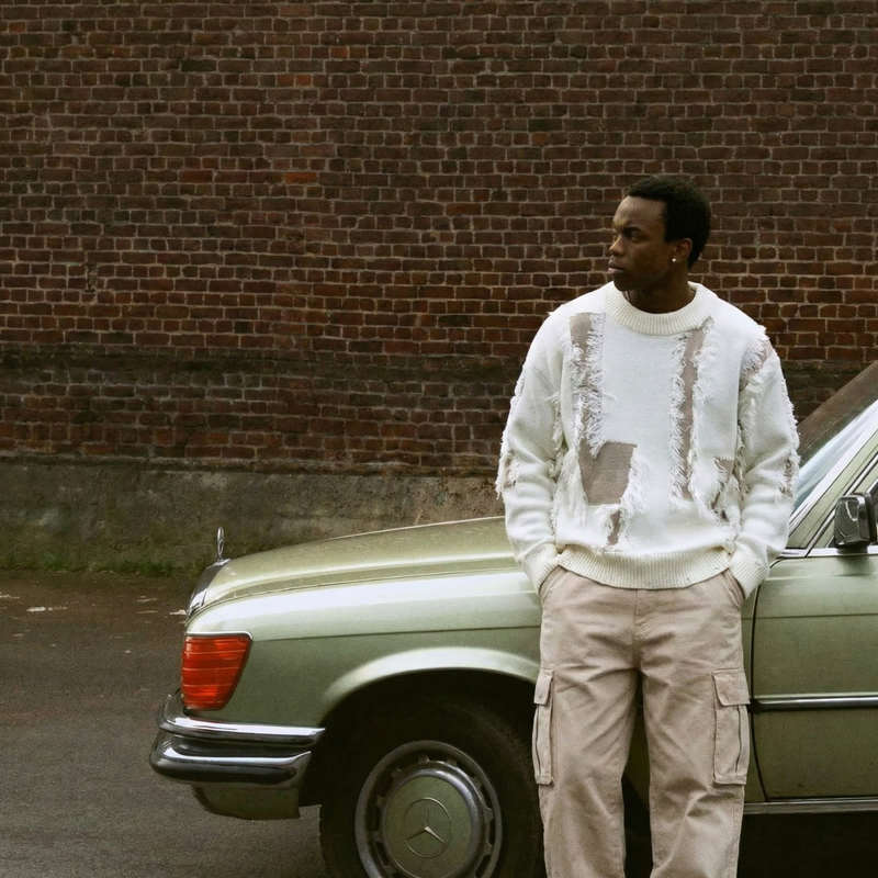 Distressed Contrast Knit Sweater Y2K